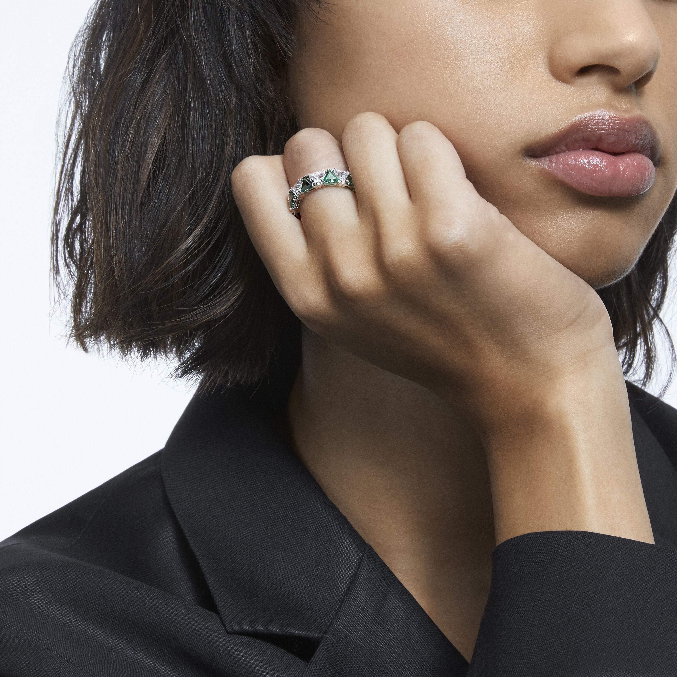 Buy Swarovski Millenia cocktail ring Triangle cut crystals Green
